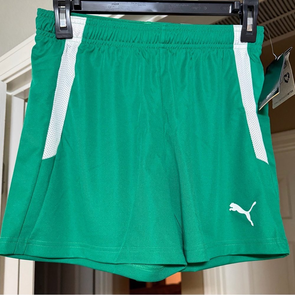 Puma Women's Athletic Shorts in Green and White